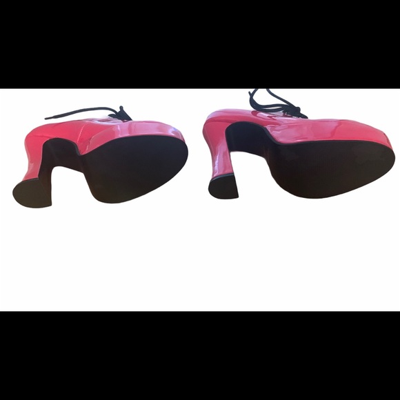 Chunky Heel Oxford Shoes in Red-Size 8 - Picture 6 of 7